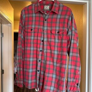 J. Crew Red and Gray Flannel Shirt